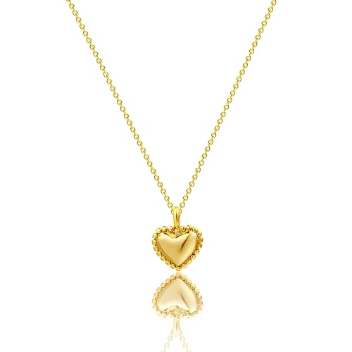 Dainty Heart Necklace for Women, 14k Gold Plated/Rose Gold/Silver Tiny Cute Heart Pendant Necklace Minimalist Choker CZ Necklace Jewelry Gifts for Women - style: Heart D