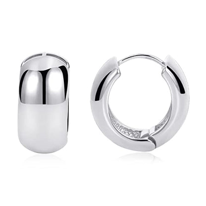 FAMARINE Chunky Thick Hoop Earrings for Women Gold Hoops Huggie Earrings for Men Gift - color: Hoop Silver