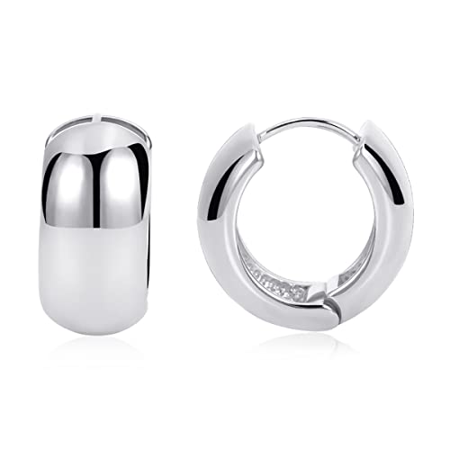 FAMARINE Chunky Thick Hoop Earrings for Women Gold Hoops Huggie Earrings for Men Gift - color: Hoop Silver