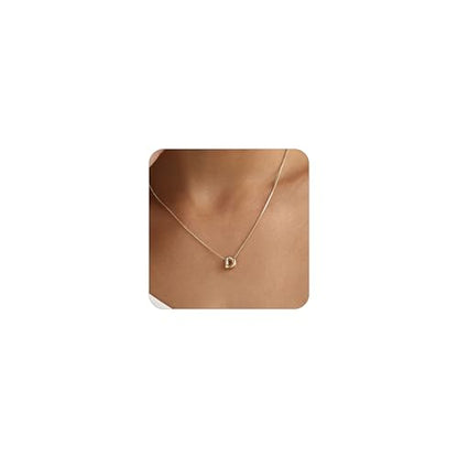 14K Gold Plated Bubble Letter Necklace, Tarnish Free and Waterproof Dainty Initial Necklace for Women, Trendy Personalized Gold Jewelry Gift for Her - color: Gold, style: D
