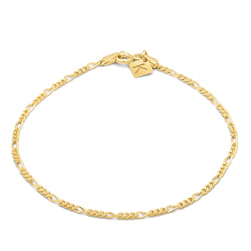 Sterling Silver Figaro Link Chain Bracelet Ankelet 2mm Italian - color: 18kt Gold, size: 11" Anklet