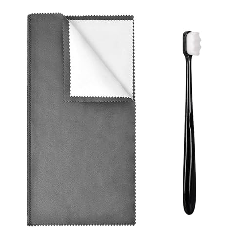 Syyflibb 1PCS Jewelry Cleaning Cloth, Silver Polishing Cloth Jewelry,1 PCS Ultra-Soft Brushes (Wave) for Cleaning Gold, Diamonds, Platinum, Gemstones, Coins (Black) - color: Black