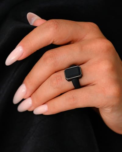 Patented Metal-Framed Silicone Rings - Emerald Collection - color: Pack G - Black / Metal Gunmetal Grey