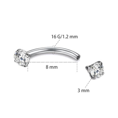 16G Eyebrow Piercing Jewelry Surgical Steel Internal Thread Curved Barbell Tiny Eyebrow Ring Vertical Labret Lip Jewelry Ear Rook Small Christmas Belly Button Ring for Women Men - color: white
