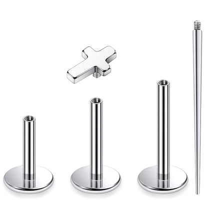 16G Astm F136 Titanium Internal Thread Flat Back Earrings Nose Studs Tragus Forward Helix Conch Cartilage Lobe Earrings Stud Medusa Labret Monroe Lip Ring Piercing Jewelry For Women Men - size: 16G--Style A