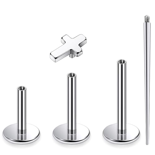16G Astm F136 Titanium Internal Thread Flat Back Earrings Nose Studs Tragus Forward Helix Conch Cartilage Lobe Earrings Stud Medusa Labret Monroe Lip Ring Piercing Jewelry For Women Men - size: 16G--Style A
