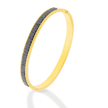 Gold Rhinestone Bangles Bracelets for Women, Chunky Crystal Stainless Steel Stackable Cuff Bracelet Prom Fashion Jewelry Gift - color: Black