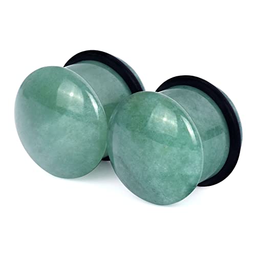 Oyaface 8 PCS Natural Stone Ear Plugs Set Piercing Gauges Black Pink Blue White - color: 00G (10mm), 8 PCS with O-Ring