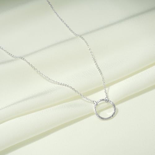 Fettero Pendant Necklace Gold Choker Layered Coin Open Karma Circle Full New Crescent Moon 14K Gold Plated Simple Dainty Necklaces for Women Jewelry Gift - style: Karma Circle Sliver