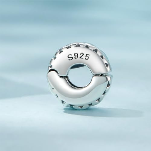 Heart Charm Clip Lock Spacer Stopper Charm Bead Bracelet 925 Sterling Silver Charms Safety Chain for Pandora Bracelets - color: Love Silver Beads