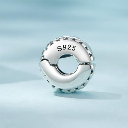 Heart Charm Clip Lock Spacer Stopper Charm Bead Bracelet 925 Sterling Silver Charms Safety Chain for Pandora Bracelets - color: Love Silver Beads