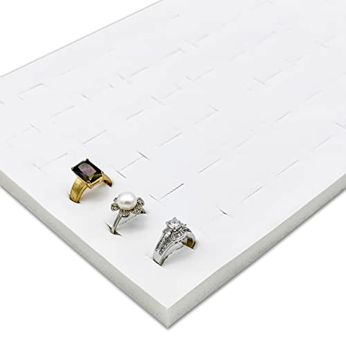 2-Pack 72-Ring Holders Leatherette Foam Padding Jewelry Inserts - Tray/Case Liners - Retail Display, Storage (White) by The Display Guys - color: White - Leatherette, size: Ring Slots - 72