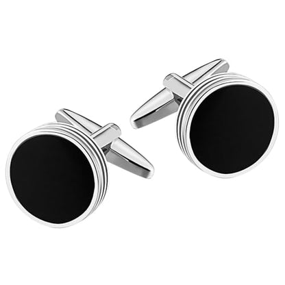 Cufflinks Black Small, Cufflinks for Men Vintage Stainless Steel Circle Shirt Tuxedo Suit Cuff Links for Groom Dad