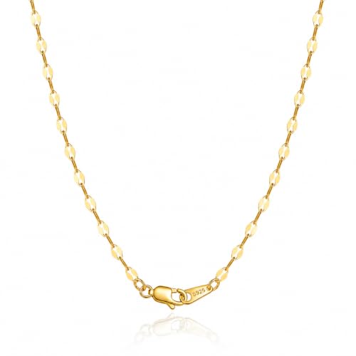 18k Gold Plated 925 Sterling Silver Link Chain Necklace for Women, Dainty Chain Necklace 2.0mm Lobster Claw Clasp Silver Necklace Trendy Jewelry Gifts 16/18/20/22/24 Inch - color: Gold, size: 20 Inch (Men's Average Length)