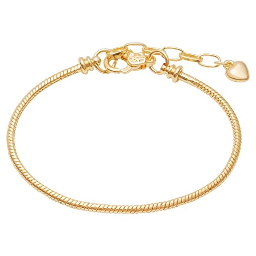 tiggell 5pcs Chain Bracelets Kit Silver Plated Snake Chain with Heart Lobster European Charm Bracelet for Christmas DIY Women Jewelry Findings Bracelet Making (gold) - color: gold