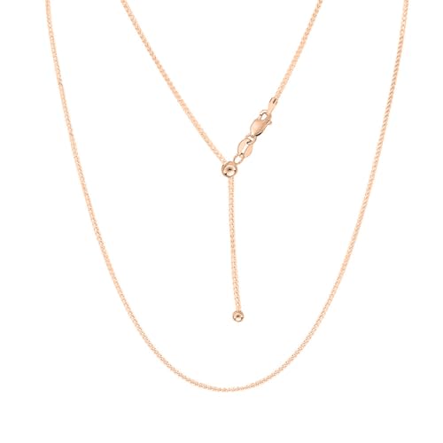 Savlano 925 Sterling Silver 1MM Curb Chain Necklace - 18K Gold Plated Adjustable Bolo 14-24 Inch Link Chain for Women Comes with a Gift Box - Made in Italy - color: Silver Rose Gold Plated