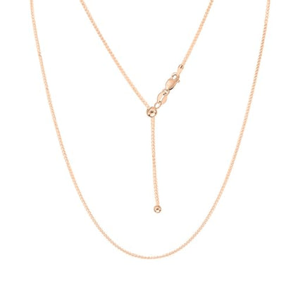 Savlano 925 Sterling Silver 1MM Curb Chain Necklace - 18K Gold Plated Adjustable Bolo 14-24 Inch Link Chain for Women Comes with a Gift Box - Made in Italy - color: Silver Rose Gold Plated