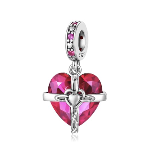 Birthstone Charms 925 Sterling Silver Heart Charms for Bracelets and Necklaces Birthday Day Christmas Gifts For Women - color: G-July