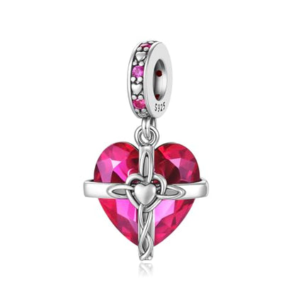 Birthstone Charms 925 Sterling Silver Heart Charms for Bracelets and Necklaces Birthday Day Christmas Gifts For Women - color: G-July