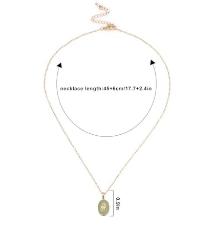 Natural Stone Necklaces Rhinestones Gemstone Necklace Adjustable Pendant Necklaces for Women - color: Green