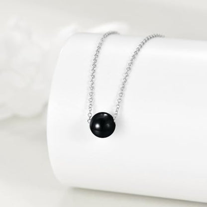 925 Sterling Silver Black Pearl Necklace Choker Jewelry Birthday Gifts for Women - style: Black Onyx