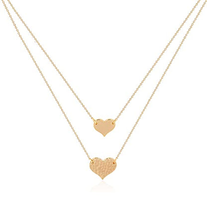 MEVECCO Dainty Pendant Layered Necklaces for Women | 18K Gold Plated Brass, 2-Piece Set With A Choker-Length Upper Layer, Wear Together Or Separately, Refined Everyday Style - style: Heart