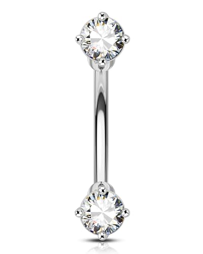 Minimalist Rook Earrings 16G Rook Jewelry Stainless Steel Eyebrow Piercing Jewelry 6/8MM Lobe Earrings - color: WG-6MM