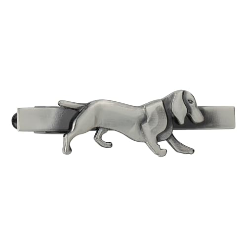 HAWSON Various Tie Clips for Men Unique, Funny Novelty Mens Tie Bar, Personalized Tie Pins for Men, Theme Wedding Party Gifts - style: Ancient Silver Dog