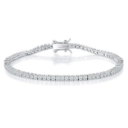 2.0MM Tennis Bracelet for Women and Men，18K White/Yellow Gold Plated Round 2mm Cubic Zirconia Classic Tennis Bracelet - color: White Gold Plated, size: 6.5 inch