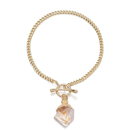 Crystal Bracelet for Women, Dainty 14K Gold Plated Chain Bracelet | Handmade Healing Crystals and Stones Spiritual Jewelry Gifts for Women - style: Citrine Bracelet