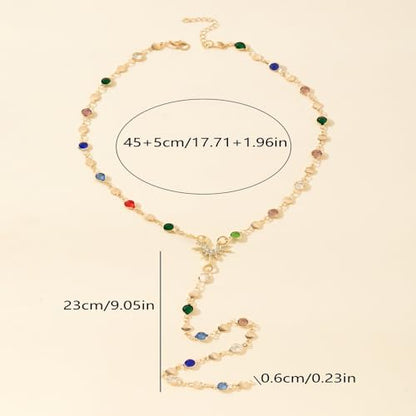 Bar-Chain Necklace for Women Y-Shaped Chains Dainty Layered Jewelry Long Chain Necklace for Prom and Special Occasions Fashion Accessory for Women's Fashion