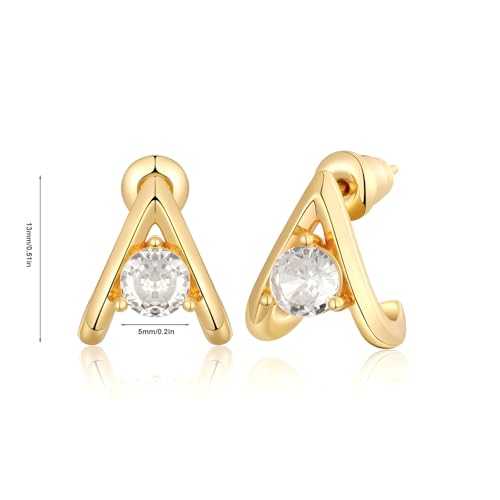 Gold Earrings for Women Trendy,14K Gold Plated Stud Earrings Dainty Simple Minimalist Hypoallergenic Earring for Women Gifts