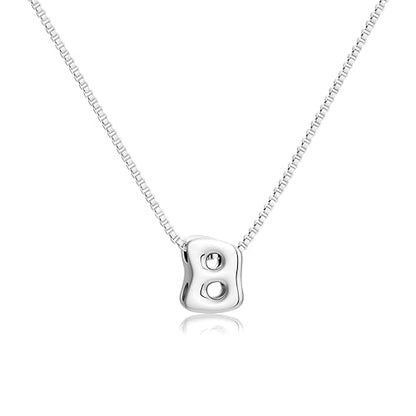 Bubble Gold Initial Necklaces for Women,14K Gold Plated A-Z Initial Necklaces for Women, Chunky balloon letter name Pendant Necklace Fashion Jewelry Gifts - color: B, style: Silver