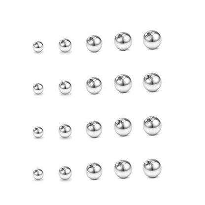 QWALIT 16gauge 14gauge Stainless Steel Replacement Balls for Lip Studs Labret Earrings Piercing Jewelry Septum Rings Externally Threaded Plastic Balls 3mm - 8mm - color: Set A1 - 16gauge(1.2mm) -3,4,5,6,8mm