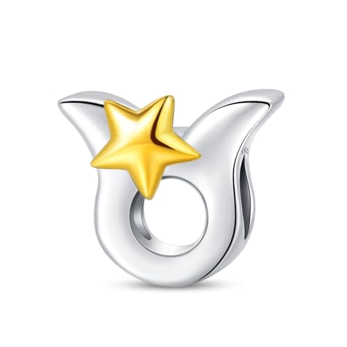 925 Sterling Silver 12 Astrological Signs Charm for Bracelets and Necklace Happy Birthday Charms for Bracelet and Necklace Valentine's Day Mother's Day Gift - style: Taurus Charm