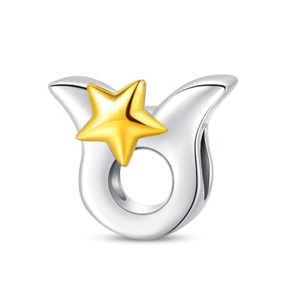 925 Sterling Silver 12 Astrological Signs Charm for Bracelets and Necklace Happy Birthday Charms for Bracelet and Necklace Valentine's Day Mother's Day Gift - style: Taurus Charm