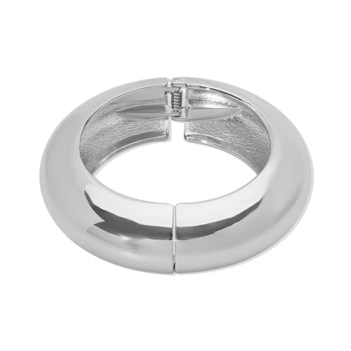 Pierced Owl Thick Polished Hinged Bangle Bracelet - style: Silver Tone