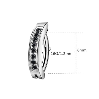 16G Labret Stud, G23 Titanium Vertical Labret Lip Piercing Jewelry, Gold Eyebrow Ring Clicker Belly Button Ring Hoop For Women Men - color: Silver, size: 8mm Black CZ