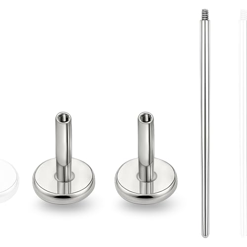 limerencia 16G/18G Hypoallergenic Internal Threaded Titanium Bar Post Replacement,Flat Back Stud Earrings Post Medusa Helix Couch Labret Bar for Women Men Sensitive Ears(A Pair) - color: silver tone, size: 18G-6mm