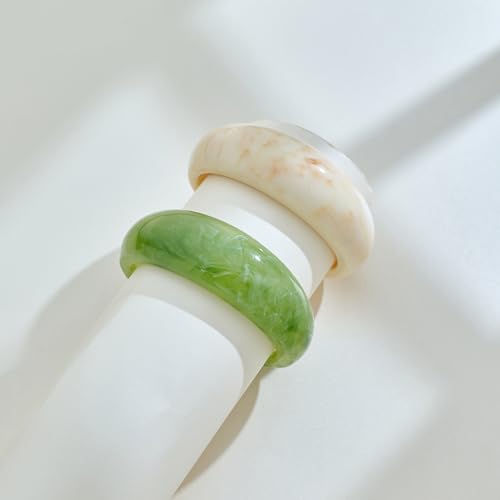 Chunky Acrylic Bangles Bracelets For Women Geometric Acrylic Resin Acetate Mottled Wide Bangle Bracelet Statement Colorful Bangles for Party - color: Cuff Bangle-Beige