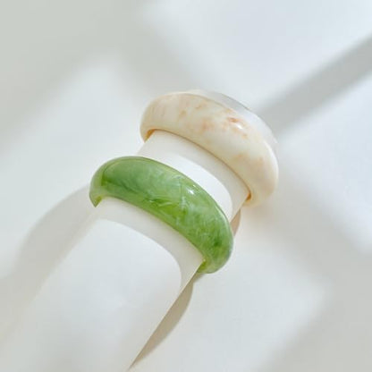Chunky Acrylic Bangles Bracelets For Women Geometric Acrylic Resin Acetate Mottled Wide Bangle Bracelet Statement Colorful Bangles for Party - color: Cuff Bangle-Beige