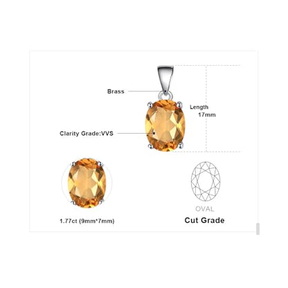 JewelryPalace Natural Gemstone Garnet Peridot Amethyst Citrine Blue Topaz Birthstone Solitaire Pendant Necklace Jewelry Set, 14k Gold Plated 925 Sterling Silver Necklaces for Women, 18 Inch Box chain - color: D-Brass-Crystal