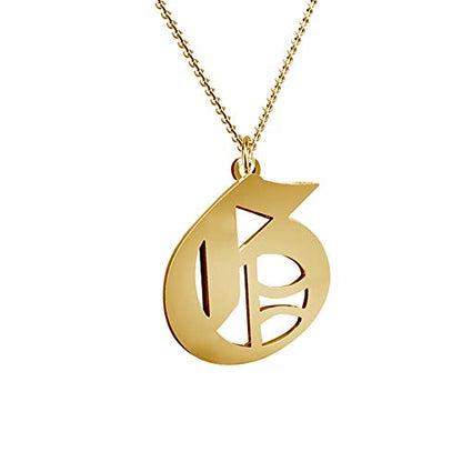 Women's Old English Initial Necklace 18K Gold Plated Stainless Steel Letter Pendant Gift - style: G