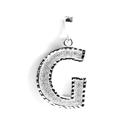 Personalized 1.0 Inch Solid.925 Sterling Silver Initial A-Z Charm - style: G