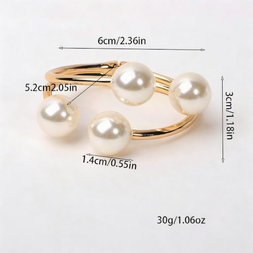Exquisite and Stylish Gold Bracelet, Fashion Jewelry, Women's Gold Accessories – Ideal Gift for Mom, Wife or Girlfriend - style: Gold Tone Double-Layer Pearl Open Cuff Bracelet