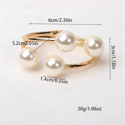 Exquisite and Stylish Gold Bracelet, Fashion Jewelry, Women's Gold Accessories – Ideal Gift for Mom, Wife or Girlfriend - style: Gold Tone Double-Layer Pearl Open Cuff Bracelet