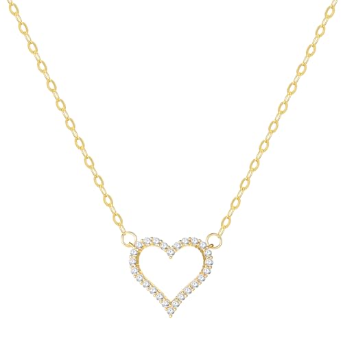 Starain Heart Necklaces for Women Dainty Cubic Zirconia Love Heart Pendant Necklace 18K Gold Plated Chain Trendy Stuff Jewelry - color: A Gold Heart Necklace
