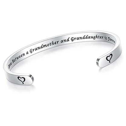 SAM & LORI Personal Bracelets for Teens/Women-Inspirational Jewelry Gifts (Various Designs) for Daughter/Sister/Mom/Friends-Adjustable Bracelet in a Pretty Gift Box - style: 2-Grandma Granddaughter-The Love Between..