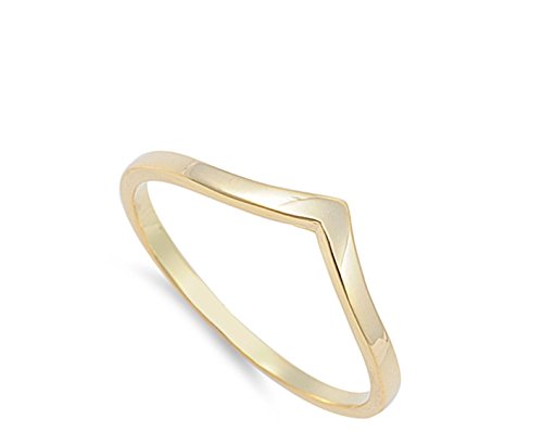 CHOOSE YOUR COLOR Sterling Silver Chevron Thumb Ring - color: Yellow Gold-Tone