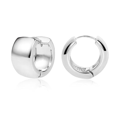 Chunky Hoop Earrings for Women Small Huggie Hoops Earrings Fashion Jewelry | 14k Gold Plated Hypoallergenic Thick Gold Silver Hoop Earrings Trendy Jewelry Gift Box, Daily Wear - color: Silver